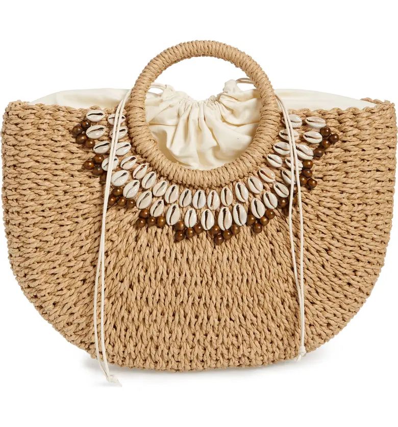 Shell & Bead Straw Top Handle Bag | Nordstrom