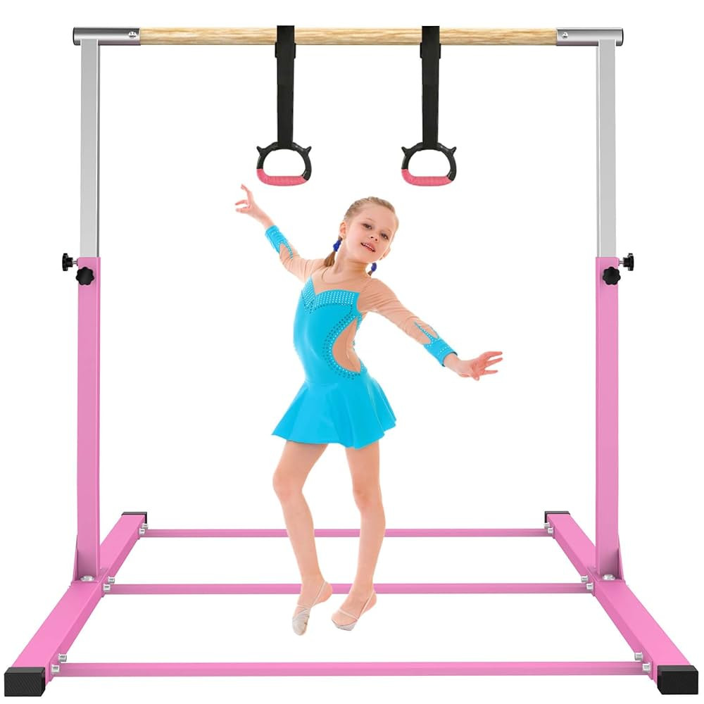 SHIWEI Gymnastics Training Bar- Height Adjustable 3' to 5' Horizontal Kip Bar for Kids | Amazon (US)