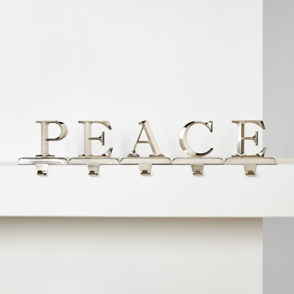5pk PEACE Silver Christmas Stocking Holder - Wondershop | Target