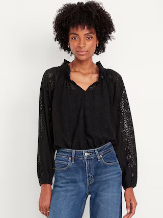 Split-Neck Lace Top | Old Navy (US)