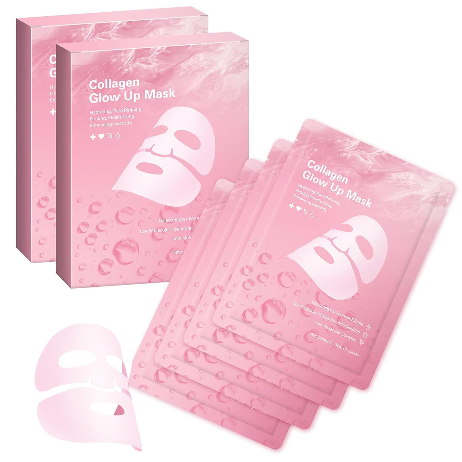 QuasBio-Collagen Face Mask Overnight, Hydrating Korean Sheet Mask, Collagen Glow Up Firm Skin Dee... | Amazon (US)