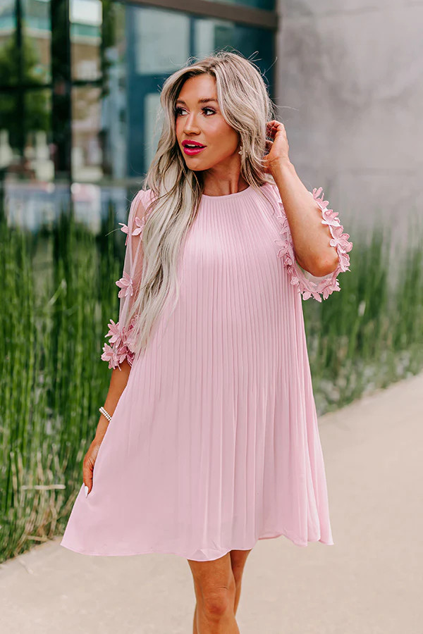 Magic Melody Pleated Dress in Blush | Impressions Online Boutique