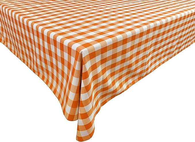fabricbydesign Polyester Plaid Checker Gingham Orange Tablecloth for Party,Wedding,Bridal Shower,... | Amazon (US)