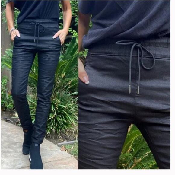 Bevy Flog Shely Black Grid Check Drawstring Pants Sz 24 | Poshmark