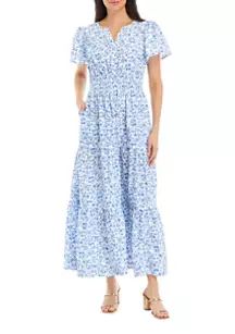 Crown & Ivy™ Women's Flutter Sleeve Printed Midi Dress | Belk