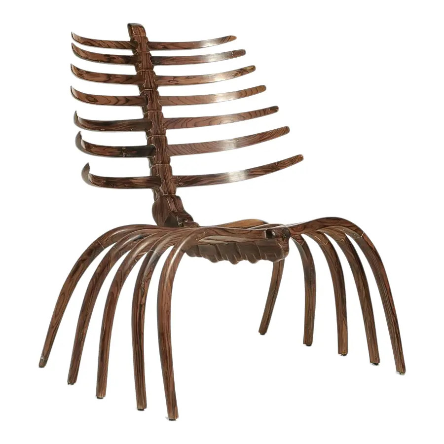 Sculptural Ebony Wood Skeleton Chair | Chairish