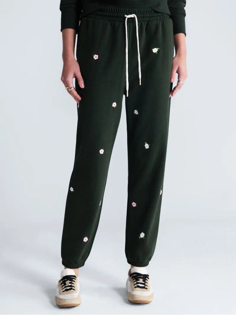 Free Assembly Women\u2019s and Women\u2019s Plus Elastic Waist Embroidery Cuff Sweatpants, Sizes ... | Walmart (US)
