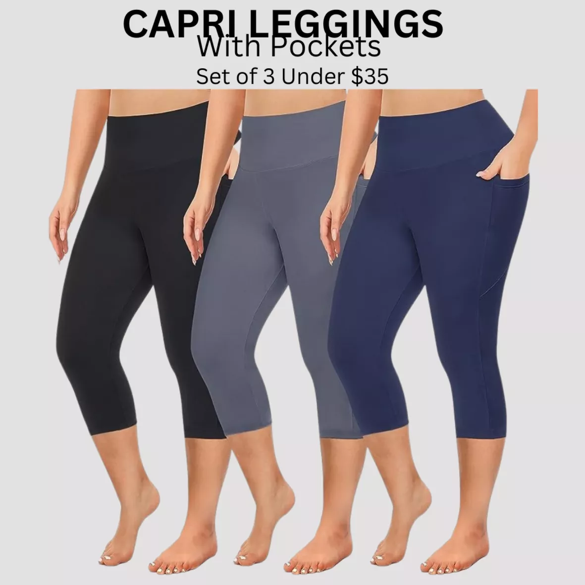  FULLSOFT 3 Pack Capri Leggings for Women - High