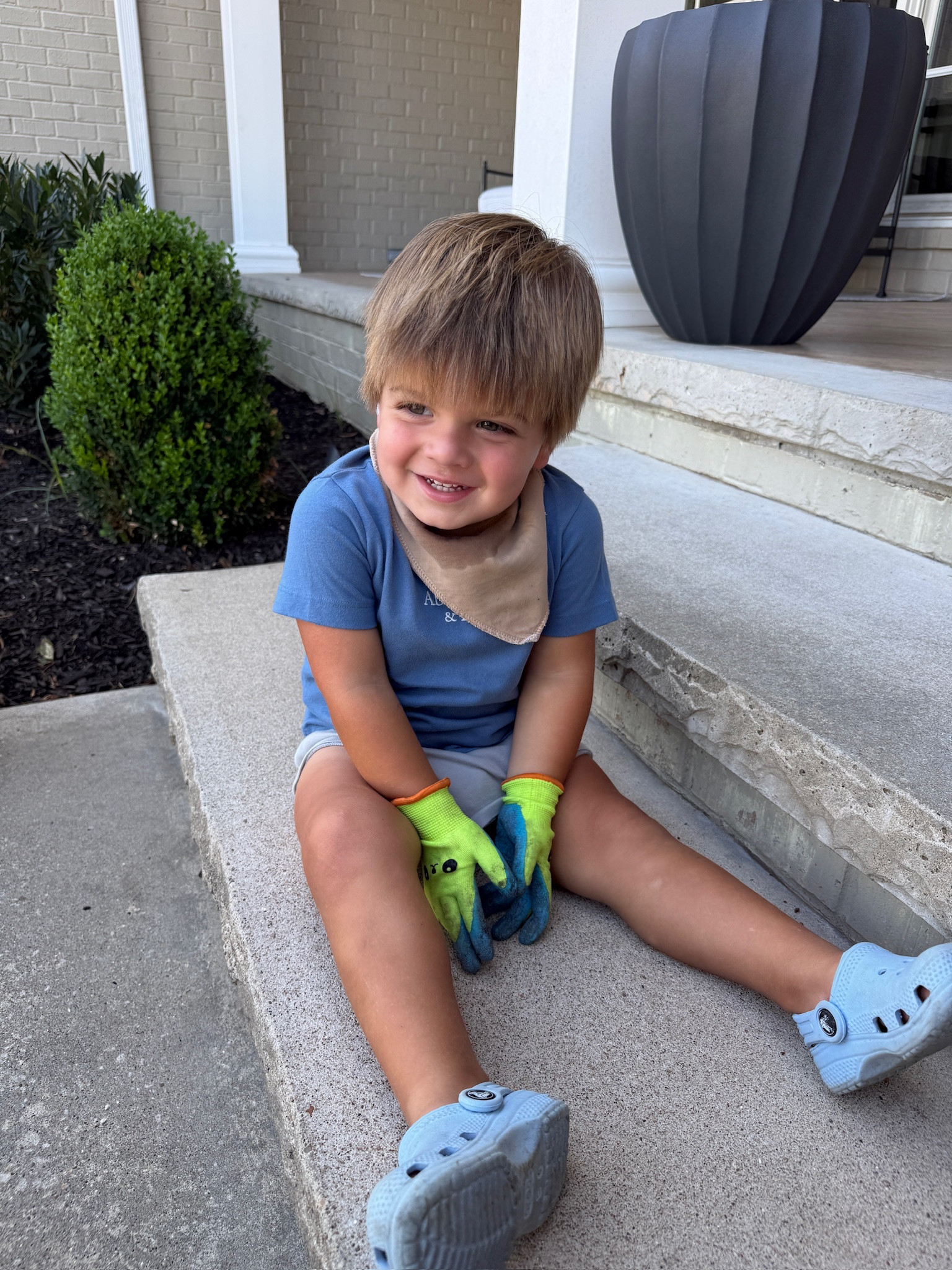 Gardening with my little guy!!

gloSav, kids gardening gloves, crocs, baby bibs, gardening gloves for kids, toddler gardening gloves, boy mom, Grace White