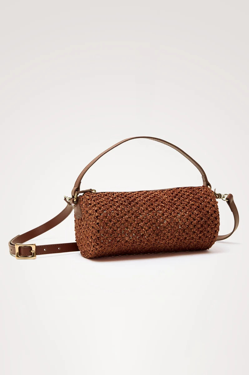 COMO MINI BARREL BAG - COGNAC RAFFIA | Rails