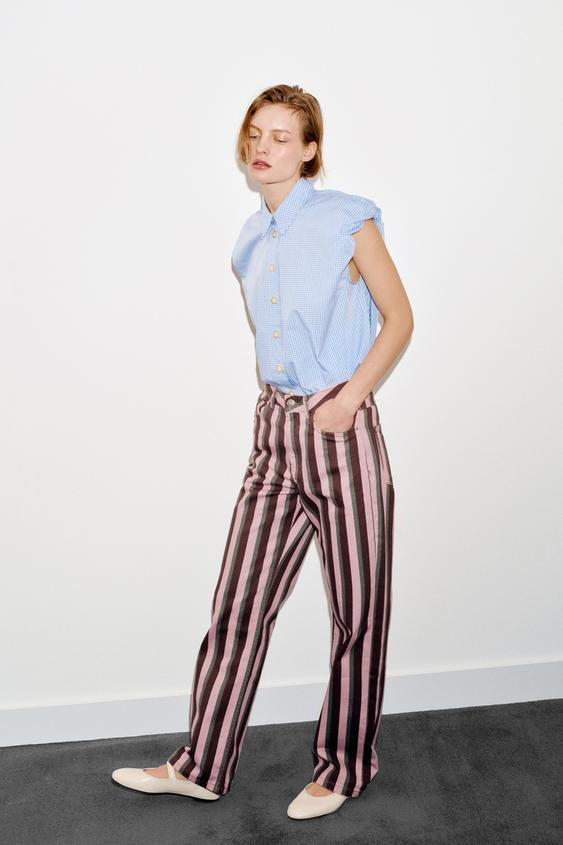 Z1975 MID-RISE STRIPED STRAIGHT LEG JEANS | Zara US