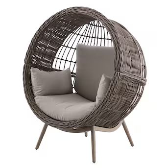 Origin 21 Dunes Wicker Brown Steel Frame Stationary Egg Chair with Tan Cushioned Seat | Lowe's