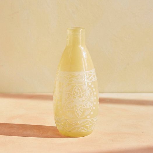 Pastel Etched Glass Vase, Narrow | Terrain