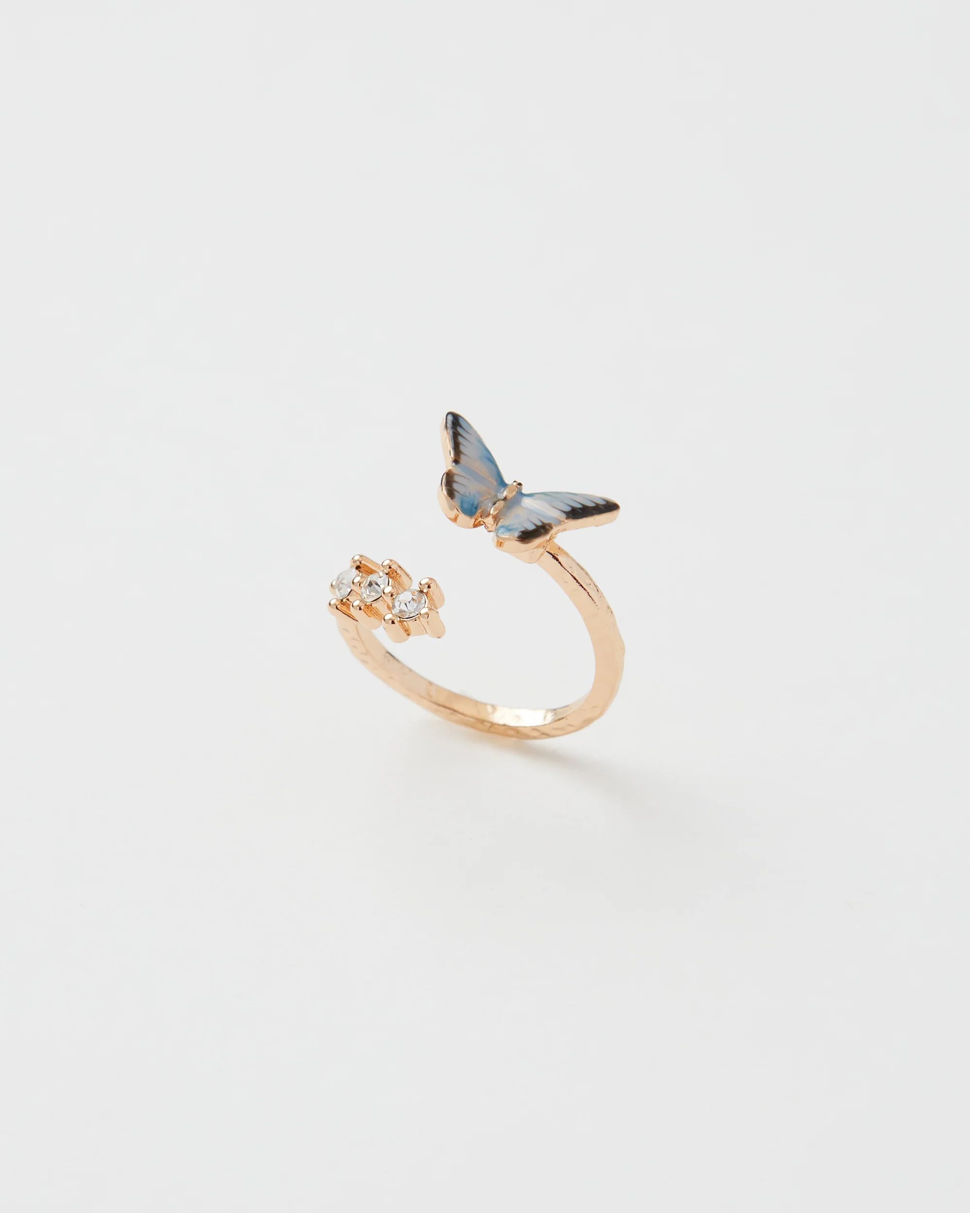 Enamel Blue Butterfly Ring | Fable England