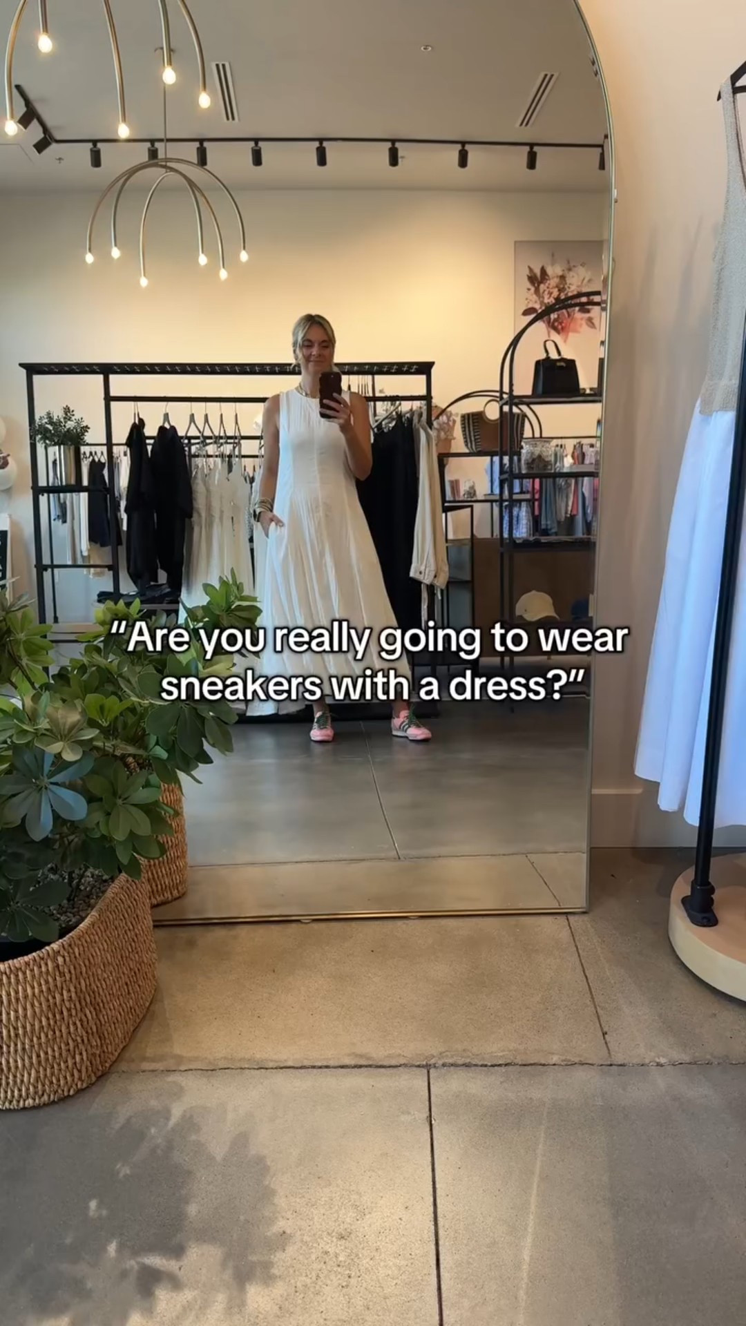 “Are you really going to wear sneakers with a dress?” 

They say it like it’s a bad thing 😏 

Here’s the thing: style doesn’t have to follow old rules. It’s about wearing what feels good, what fits your life, and what makes you feel like you. 

Sometimes that means pairing sneakers with a dress — and owning it. 

Need help figuring out what that looks like for you? Our personal styling services are built for busy women who are ready to dress with confidence and ease. Let’s get started.