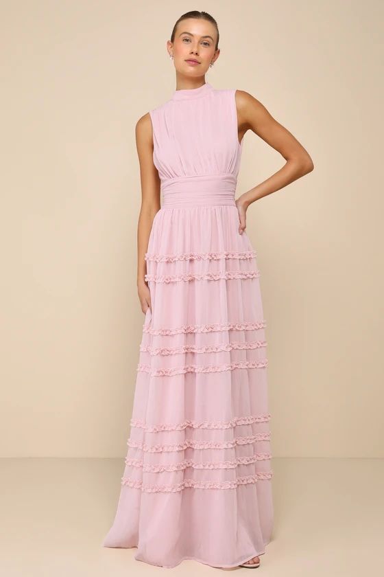 Enchantingly Sweet Blush Pink Chiffon Backless Maxi Dress | Lulus