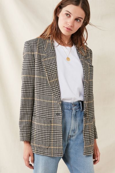Vintage Oversized Blazer - Black Multi S/M at Urban Outfitters | Urban Outfitters US