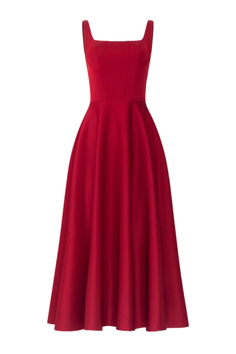 LILIANA RED TAFFETA U-LINE DRESS | 21Six | CULT MIA | CULT MIA UK LTD