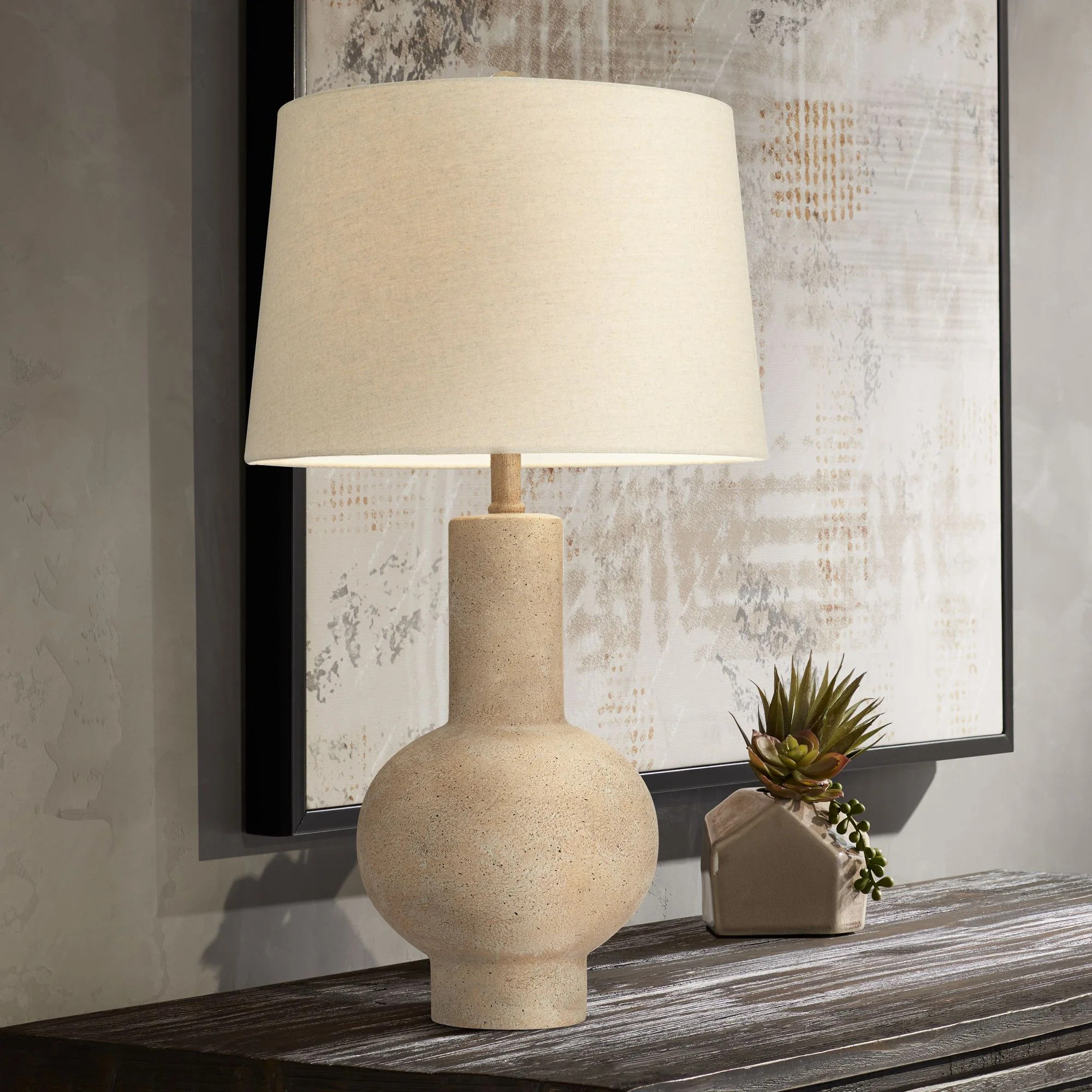 360 Lighting Sandstone Gourd 27" Tall Farmhouse Rustic Modern Table Lamp Brown Single Beige Shade... | Walmart (US)