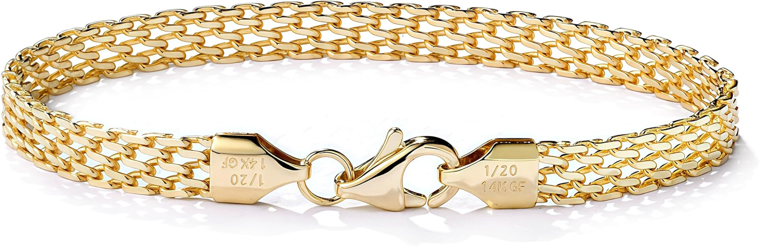 5mm Mesh Link Chain Bracelets for Women 14K Gold Bracelets Dainty Link Bracelet 6.5-8 Inches Jewe... | Amazon (US)