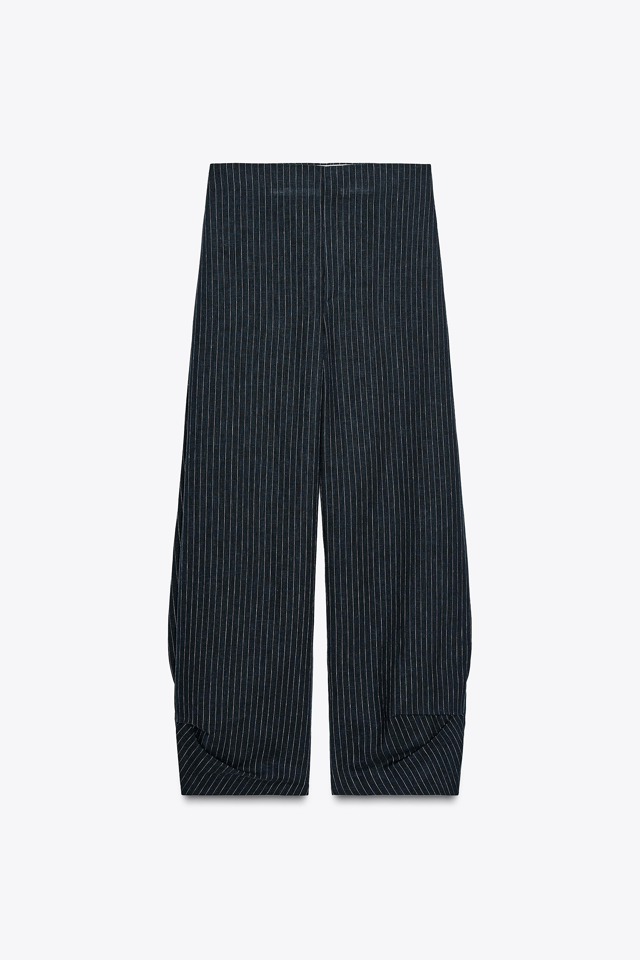 STRIPED BALLOON LINEN BLEND TROUSERS ZW COLLECTION | Zara US