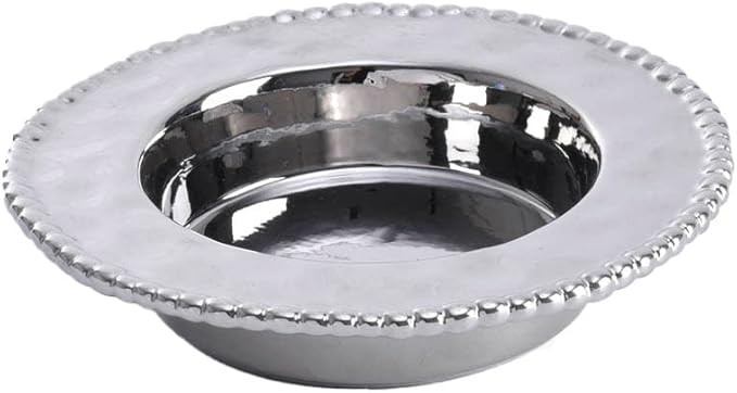 Pampa Bay Rounded Beaded Rim - Removable Cork Insert - Silver Tone Porcelain 6.5 x 1.5 Inch Wine ... | Amazon (US)