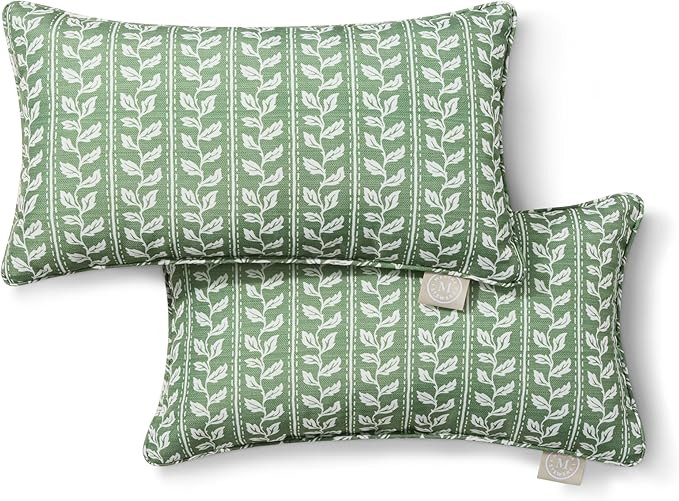 Martha Stewart Vineyard Vines Indoor Outdoor Decorative Lumbar Pillow 2-Pack Set, UV Fade Resista... | Amazon (US)