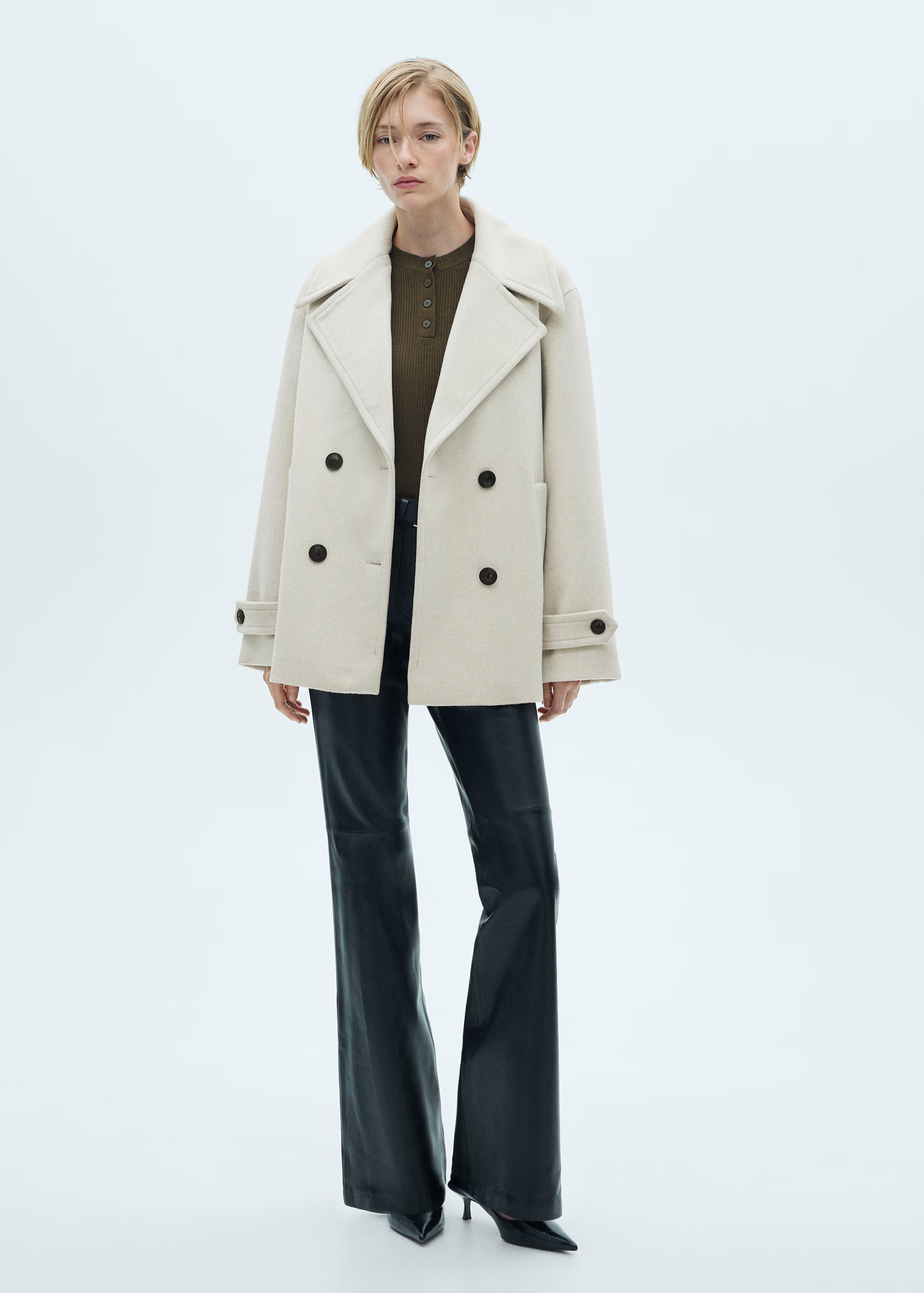 Wool double-breasted coat with buttons - Women | MANGO USA | Mango (US/MX/AU)