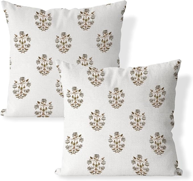 Olive Sage Green Floral Pillow Covers 20x20 Set of 2 Spring Flower Leaves Print Decorative Throw ... | Amazon (US)