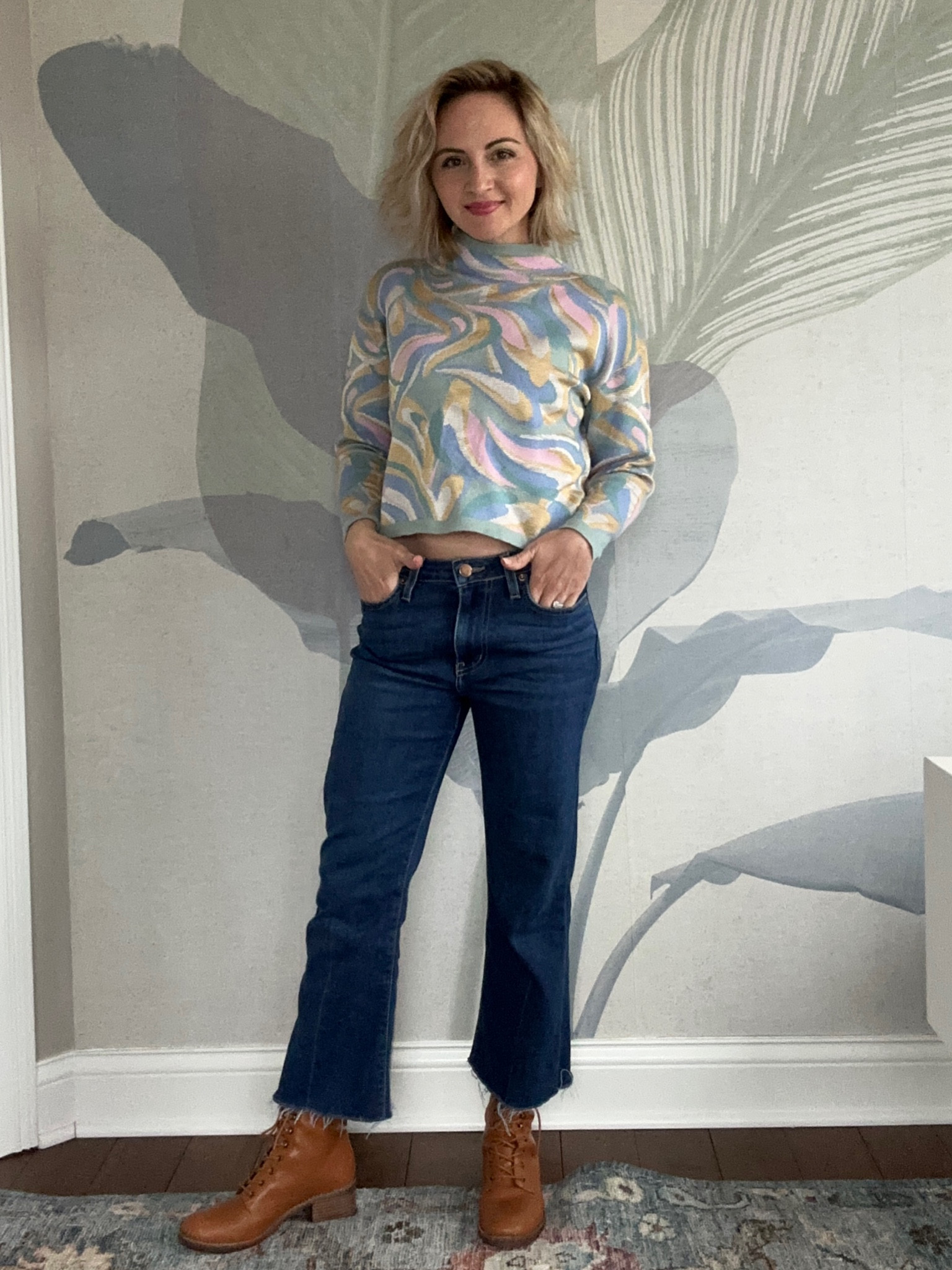 I love this warm, springy sweater paired with the cutoff flared crop jeans.  The tan boots top it off for a really cute outfit. #petitefashion sweater is xxsp jeans are 24 and boots are size 

#LTKsalealert #LTKstyletip #LTKbeauty