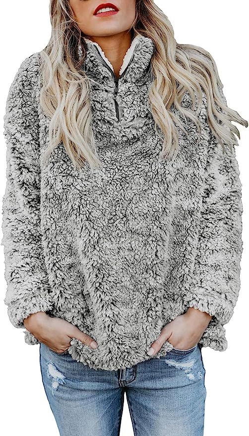 Dokotoo Womens Fashion Oversize Fluffy Fleece Sweatshirt Pullover Outwear S-XXL | Amazon (US)