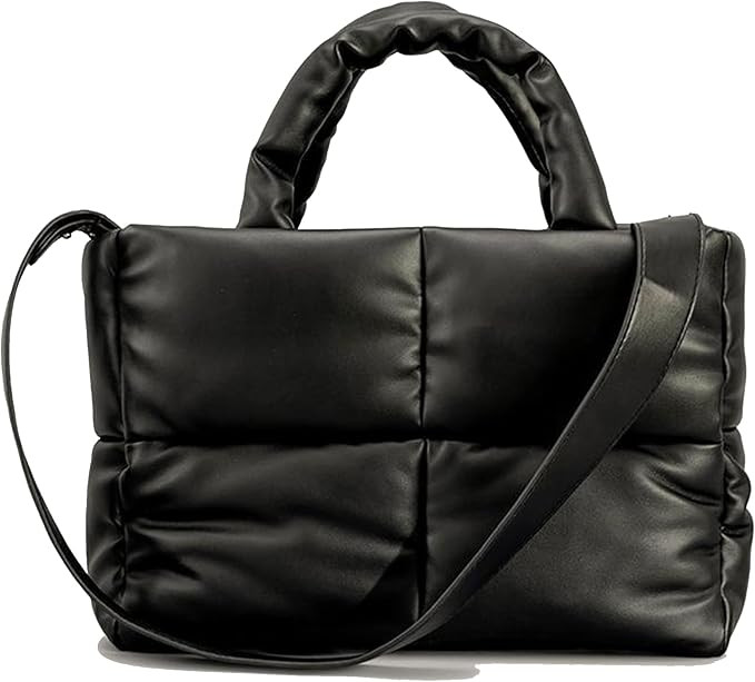 Women Large Quilted Puffer Tote Bag Soft Padded Down Winter Handbag Space Totes Puffer Shoulder B... | Amazon (US)