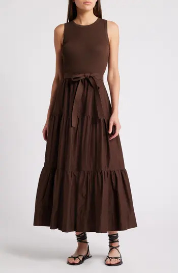 Mixed Media Sleeveless Tiered Dress | Nordstrom