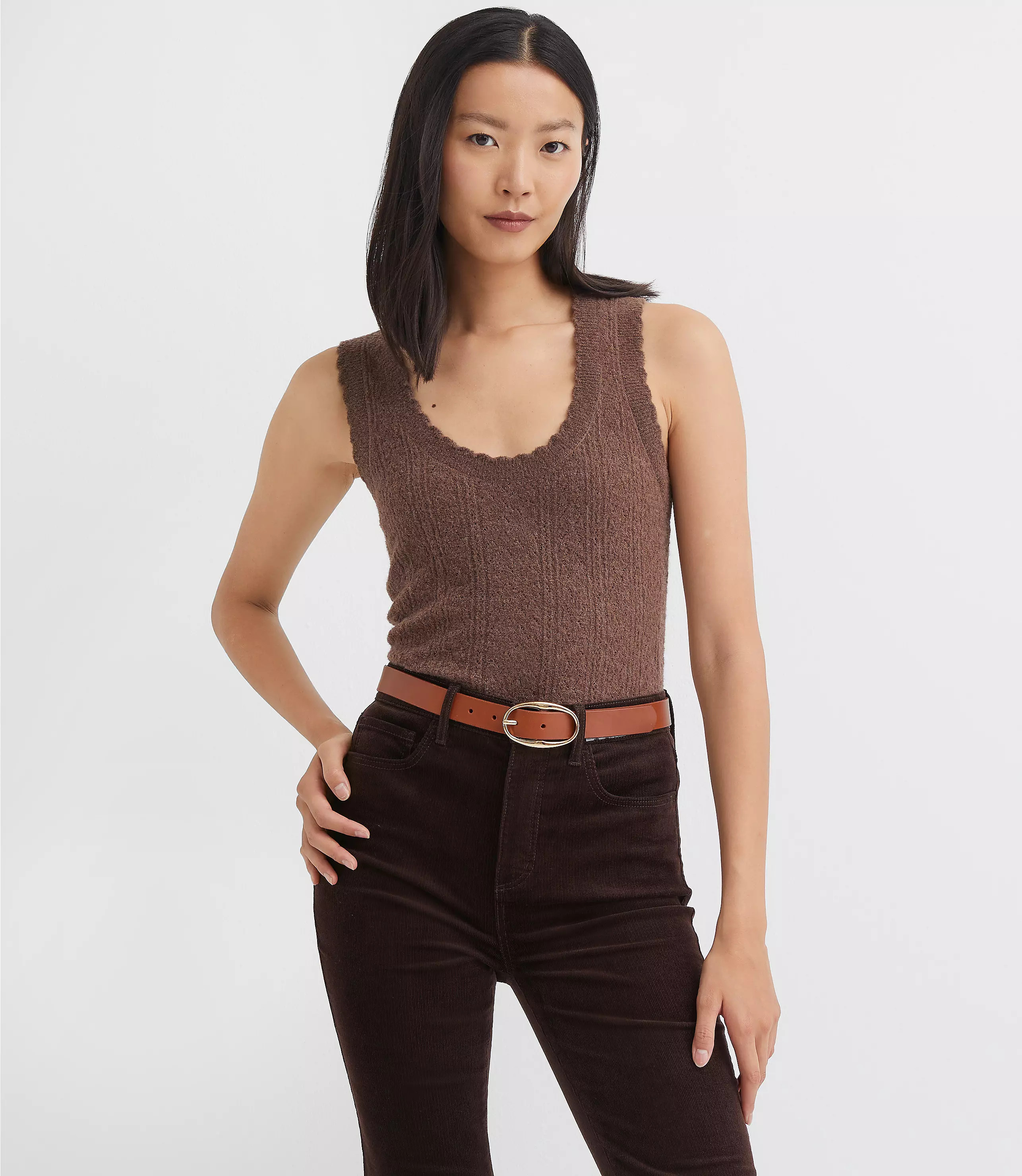 Scalloped Pointelle Sweater Tank Top | LOFT