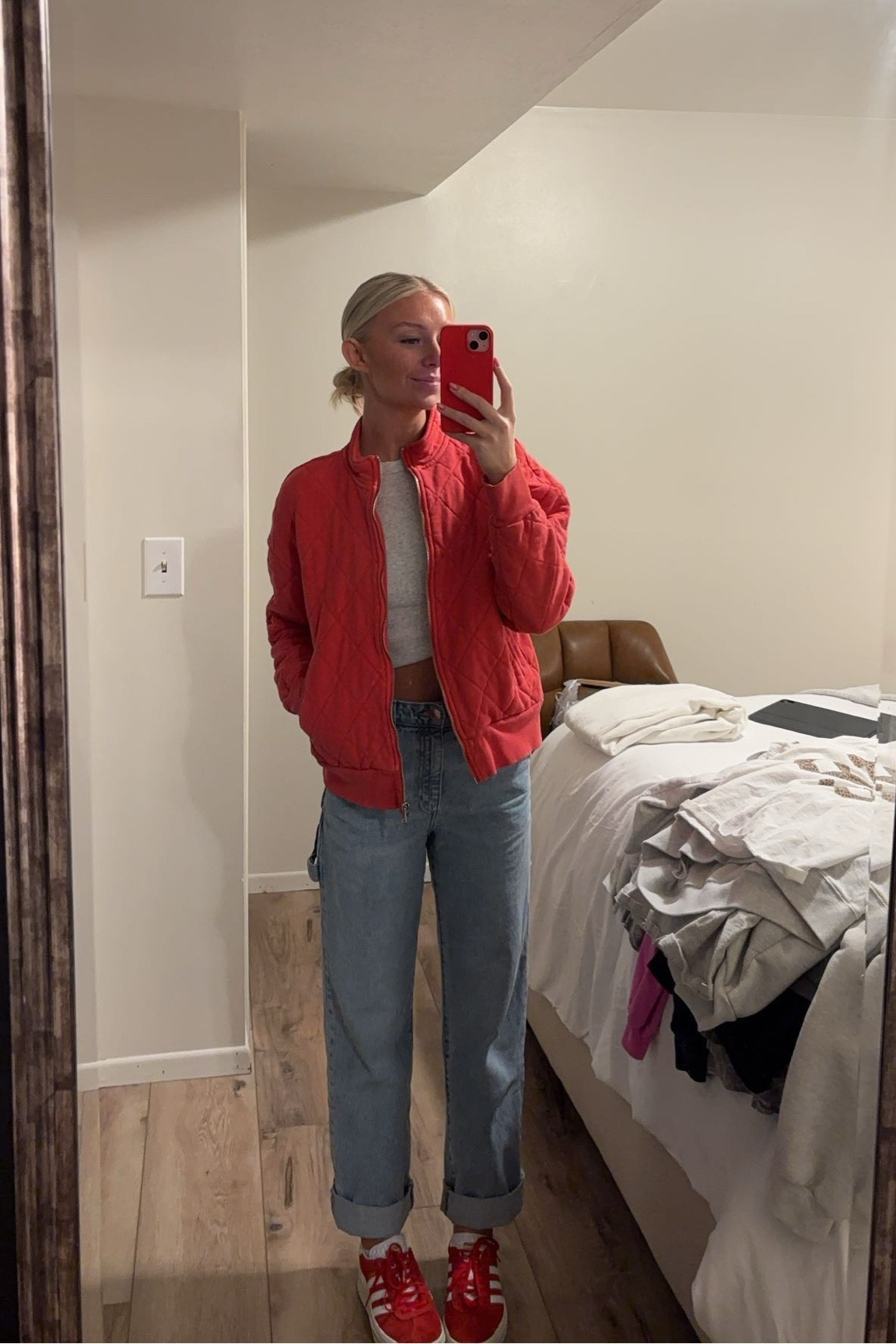 Wearing small jacket, xs top, size 2 jeans and 7.5 shoes!!❤️

Winter outfit, spring outfit, cotton on, warm outfit, cute outfit, salon work day, valentines outfit, red fit. 

#LTKStyleTip #LTKSeasonal #LTKMostLoved