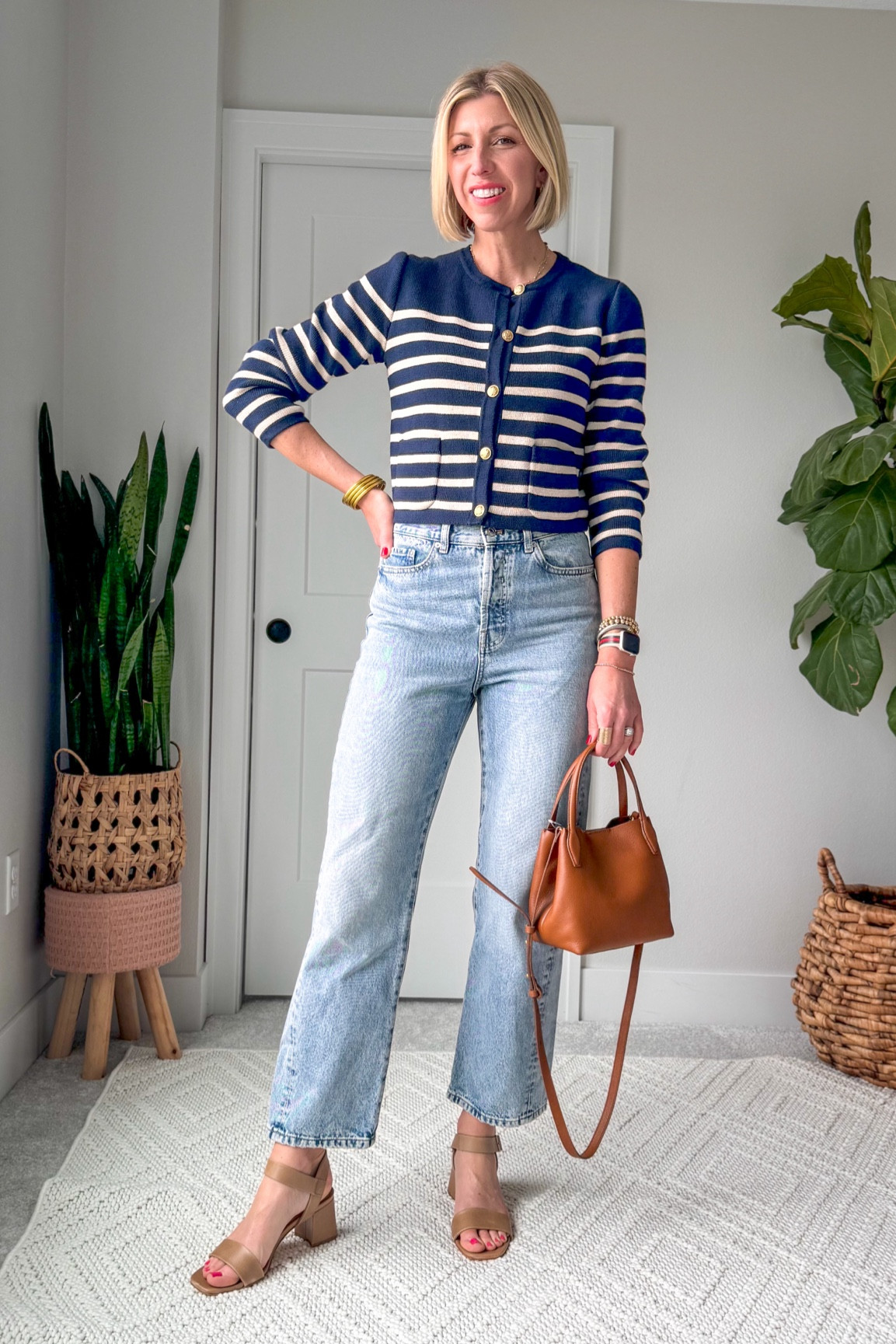 Elevated jeans spring outfit with a lady cardigan as a light weight layer! I love that it can be buttoned up & worn as a top for a sophisticated look for a dinner out
Paired with heels 👏🏻

wearing my tts small in this cardigan + size 6 in the jeans 

#LTKStyleTip #LTKOver40 #LTKVideo