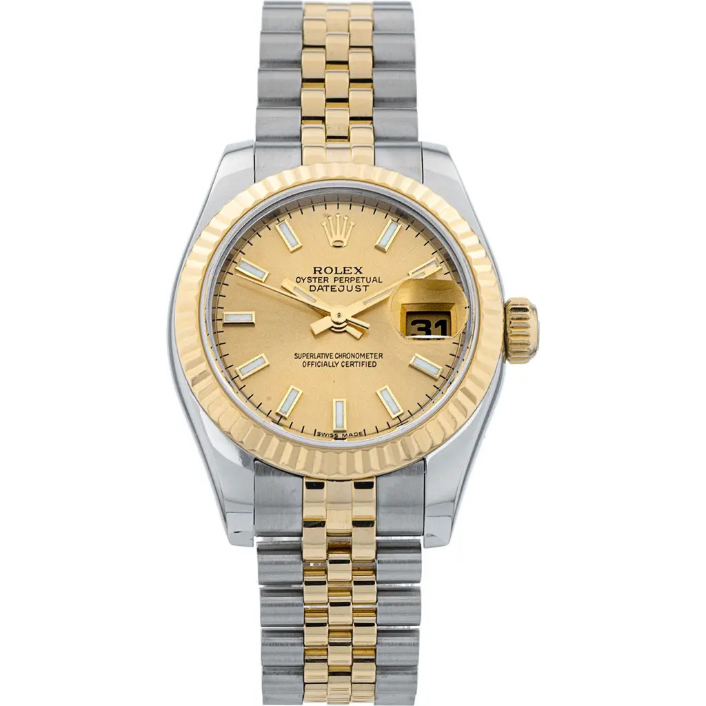 Watchfinder & Co. Rolex Preowned Datejust Lady Bracelet Watch, 26mm in Champagne at Nordstrom | Nordstrom