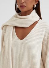 Off White Slouchy Knitted Jumper With Scarf - Remy | 4th & Reckless