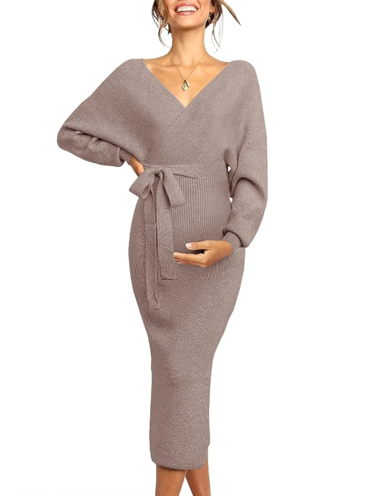 Chang Yun Maternity Nursing Dress Sweater Dress for Women Wedding Guest Dress Baby Shower Materni... | Amazon (US)
