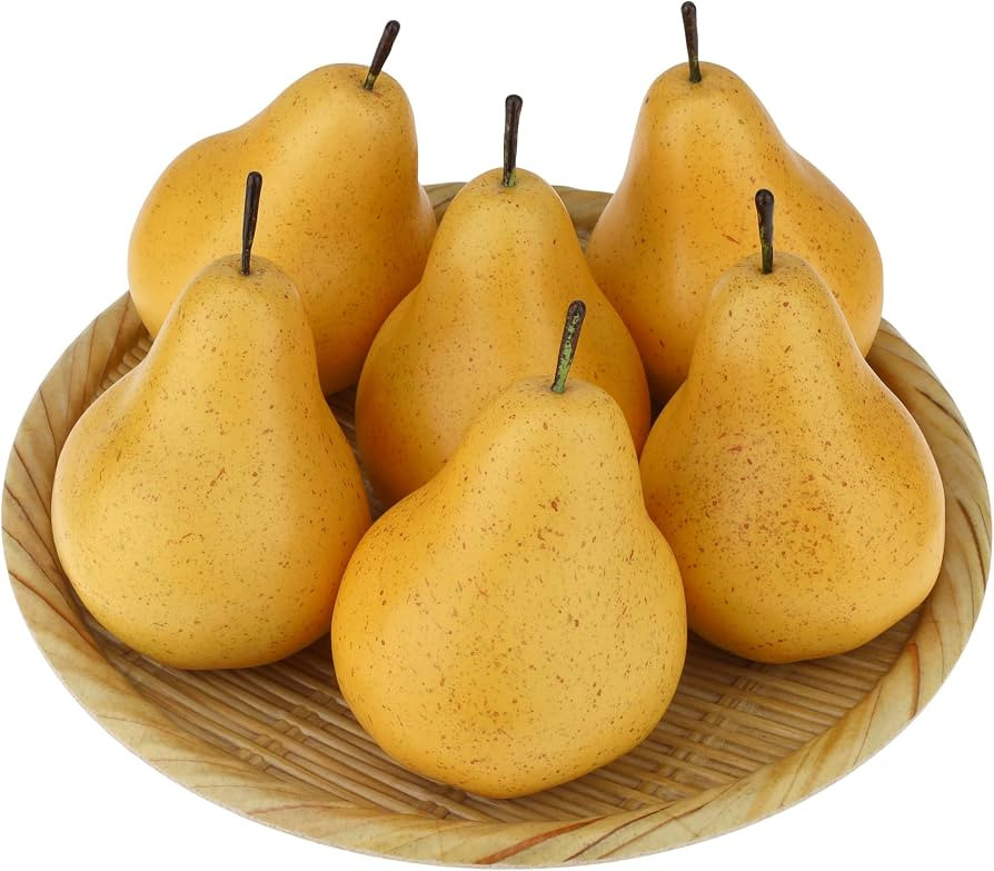 Gresorth 6 Pcs Fake Pears Artificial Yellow Pear Decoration Faux Fruit | Amazon (US)