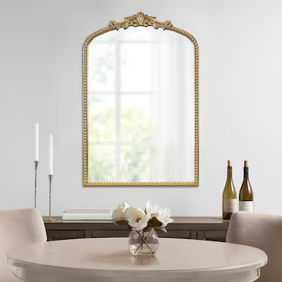 Madison Park Beaded 26-Inches W x 39-Inches H Arch Gold Framed Wall Mirror | Lowe's