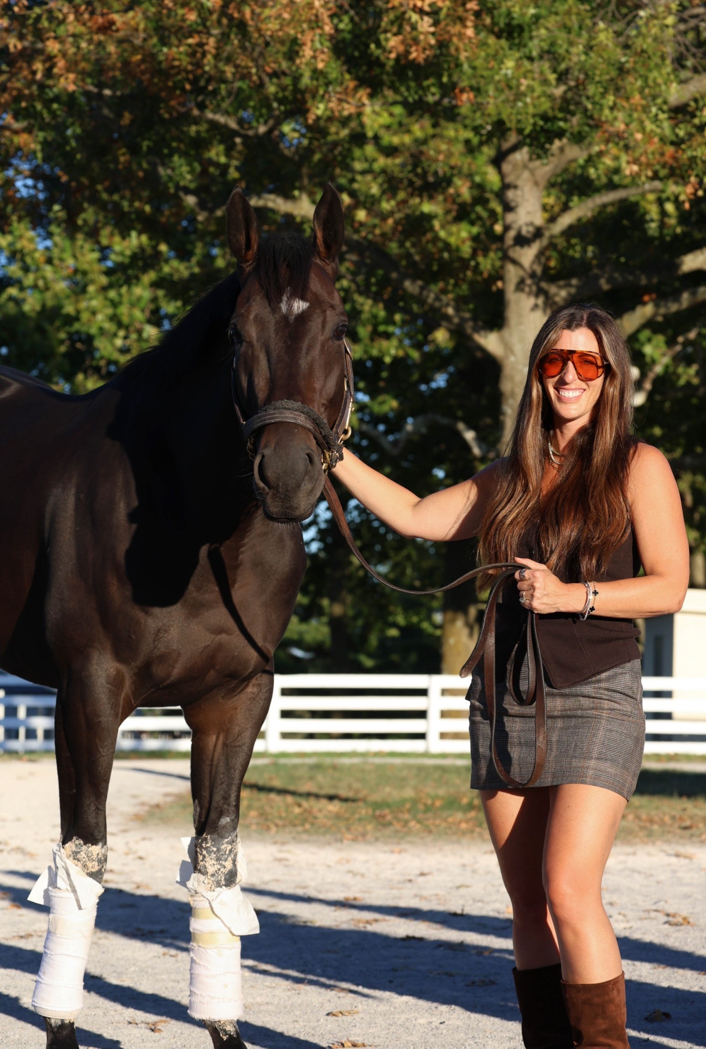 In love with this girl right here 🖤🐴
This has truly been a lifelong dream come true — being surrounded by horses, living alongside them, and simply enjoying quiet evenings together. We had the best time hanging out with Crevalle under the golden fall sunset. Moments like this make all the hard work worth it.

Outfit details:
🤎 Plaid mini skirt
🤎 Brown suede boots
🤎 Fitted sleeveless vest
🤎 Casual equestrian-inspired fall look

#HorseGirlDreams #EquestrianLife #HorseLovers #Crevalle #FallFashion #EquestrianStyle #CountryChic #FarmLife #FallOutfitInspo #LikeToKnowItStyle #LTKFallFashion #LifeWithHorses #OutdoorLifestyle #EquestrianFashion #RusticStyle #FallVibes #HorseLife #WeekendVibes #CountryLiving #NeutralStyle

#LTKSeasonal #LTKTravel #LTKOver40