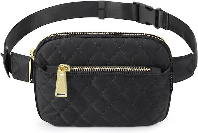 ZORFIN Fanny Packs for Women Men, Black Crossbody Fanny Pack, Belt Bag with Adjustable Strap, Fas... | Amazon (US)