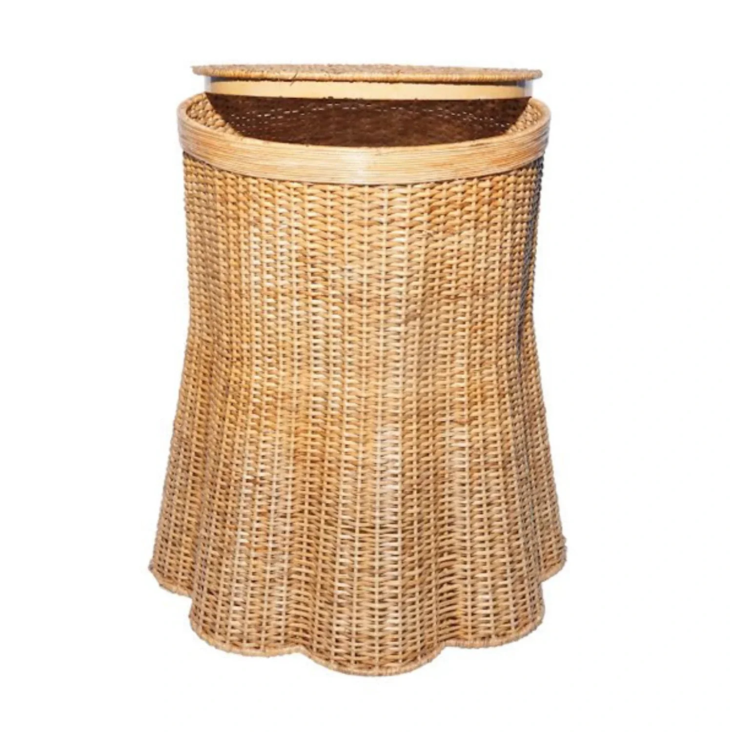 Round Lid With Scalloped Base Wicker Storage Pedestal | Gorgeous Living