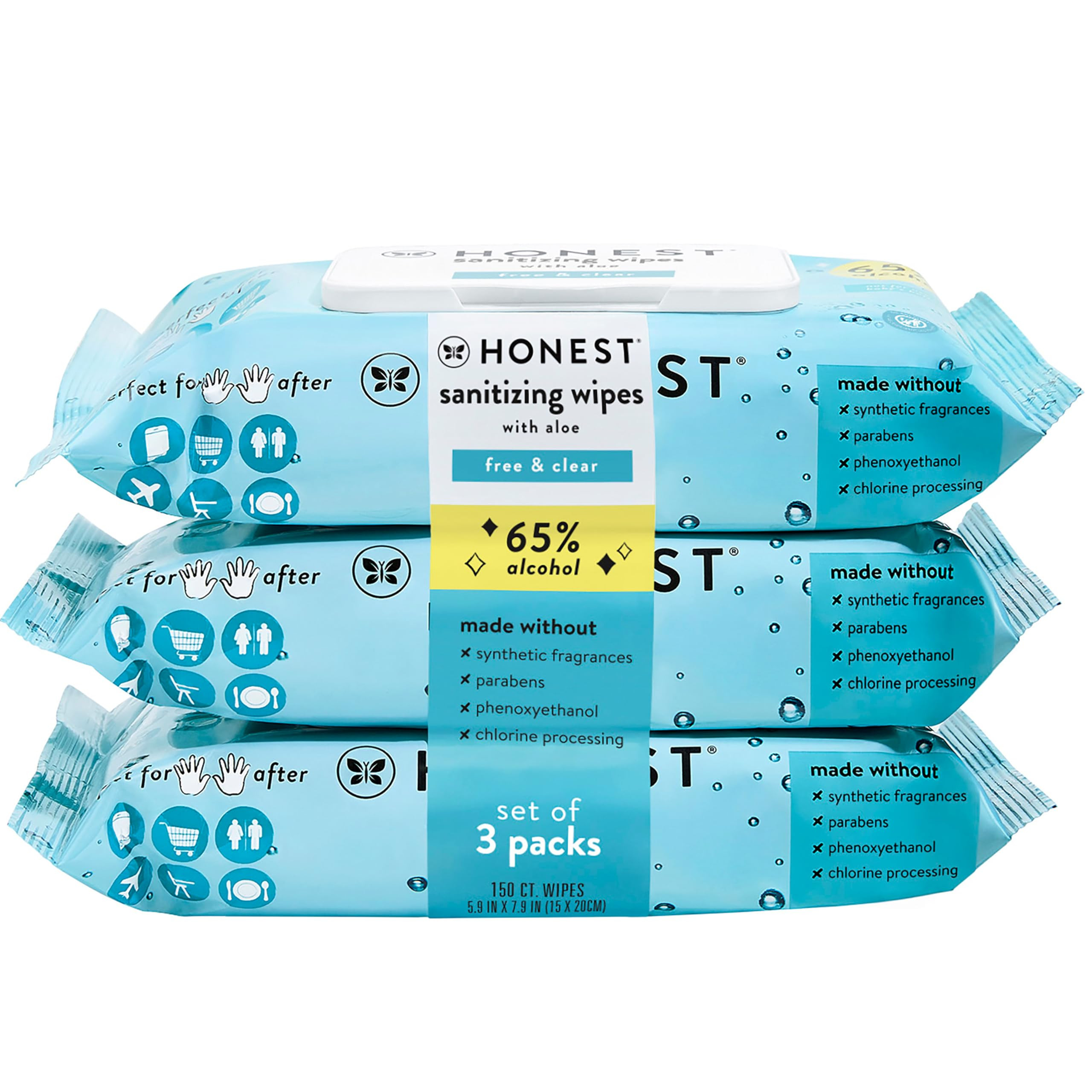 The Honest Company Fragrance Free Sanitizing Alcohol Wipes | Antibacterial + Safe for Hands | Kil... | Amazon (US)