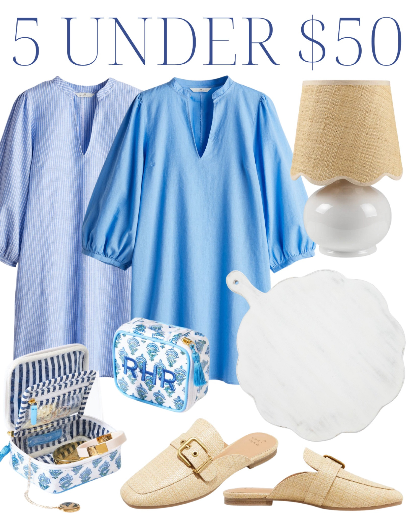blue dress, tunic dress, loose dress, spring dress, classic style, preppy style, affordable style, striped dress, linen dress, H&M, scalloped lamp, woven lamp, scalloped cutting board, white cutting board, block print bag, jewelry bag, woven slides, woven shoes, woven sandals, Target finds, classic home, grandmillennial home, grandmillennial style, coastal grandmother, traditional home, classic home, traditional style, preppy home, blue and white

#LTKhome #LTKfindsunder50 #LTKstyletip
