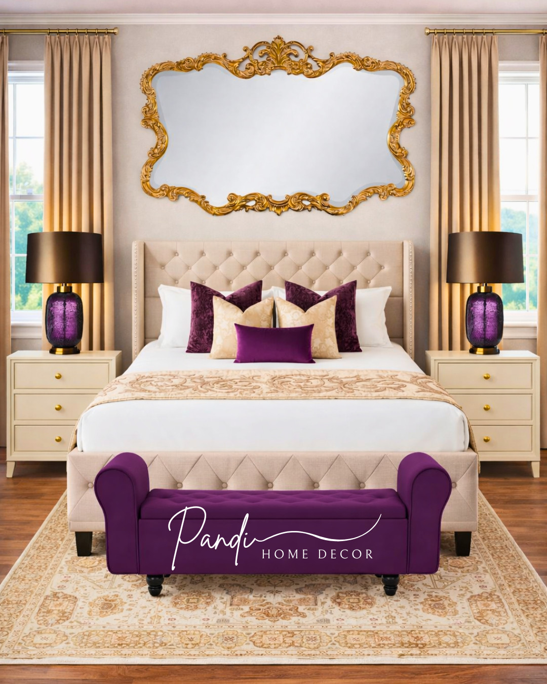 Classic neutrals with rich plum accents create a bedroom that feels elegant and timeless 💜✨ Tufted details, gold touches, and soft layers bring a polished, luxurious finish.
#ElegantBedroom #NeutralBedroom #PurpleDecor #BedroomDecor #TuftedBed #LuxuryStyle #BedroomInspo #HomeDecor 

 #LTKHome
