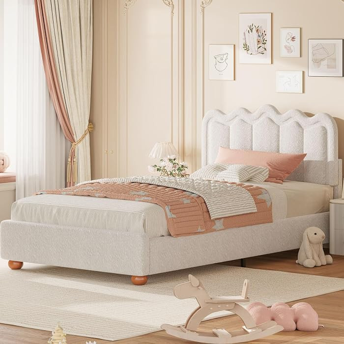 Full Bed Frame with Adjustable Headboard, Boucle Upholstered Bed Frame Full Size, Platform Bed Fr... | Amazon (US)