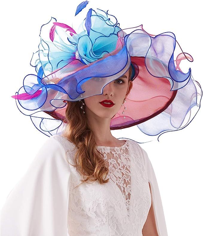 FELIZHOUSE Women's Kentucky Derby Hats Church Tea Party Fascinator for Horse Race Wedding | Amazon (US)