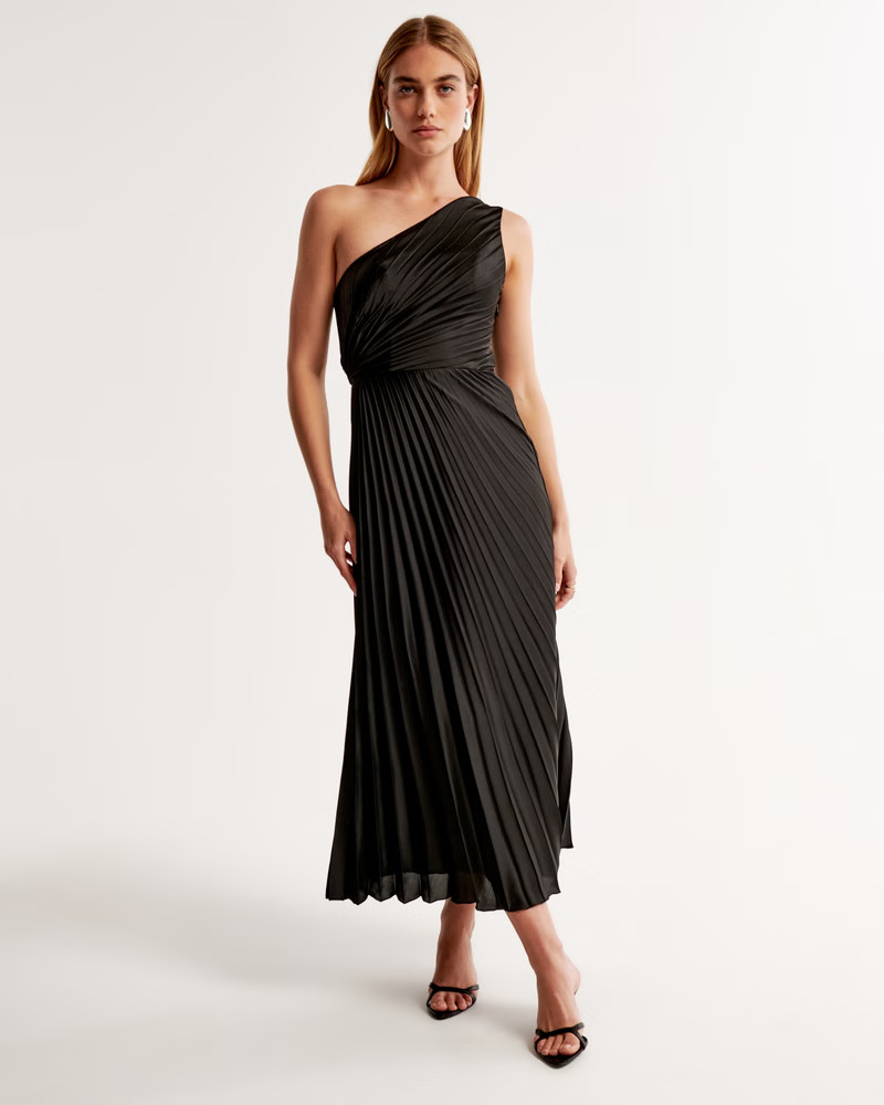 The A&F Giselle Pleated One-Shoulder Maxi Dress | Abercrombie & Fitch (US)